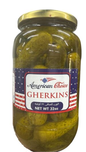 American Choice Whole Gherkins – Pickled Cucumbers, Crisp Texture, Customizable Brine, Glass Jar 12x1L