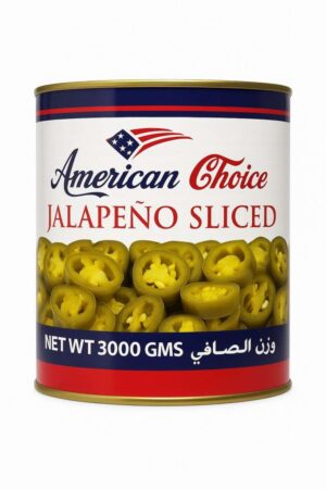American Choice Jalapeno Slices with Seeds in Vinegar – 3kg Vacuum-Sealed Tin for HoReCa Use