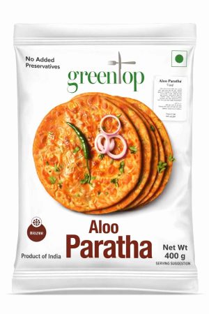 Green Top Frozen Aloo Paratha 400g (5 Pieces) | Authentic Indian Potato Stuffed Flatbread | No Added Preservatives